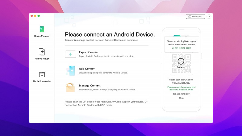 AnyDroid comme alternative à Android File Transfer a ses propres avantages et inconvénients.