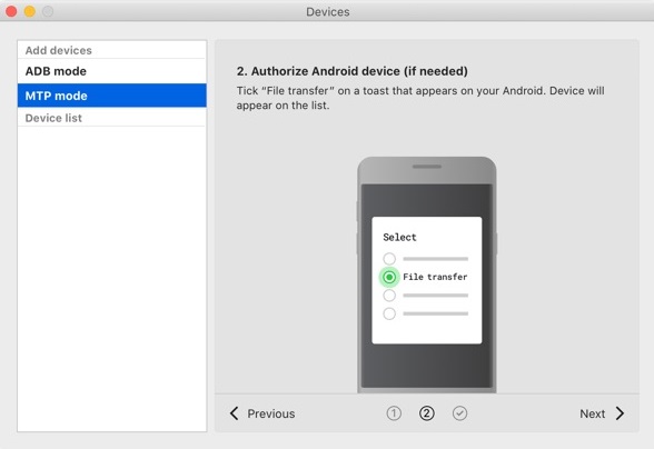  Choisissez 'Transfert de fichiers' et vous pourrez transférer des photos de votre Android vers Mac.