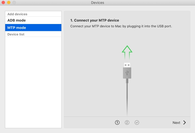  Connect Android to Mac using the USB cable.