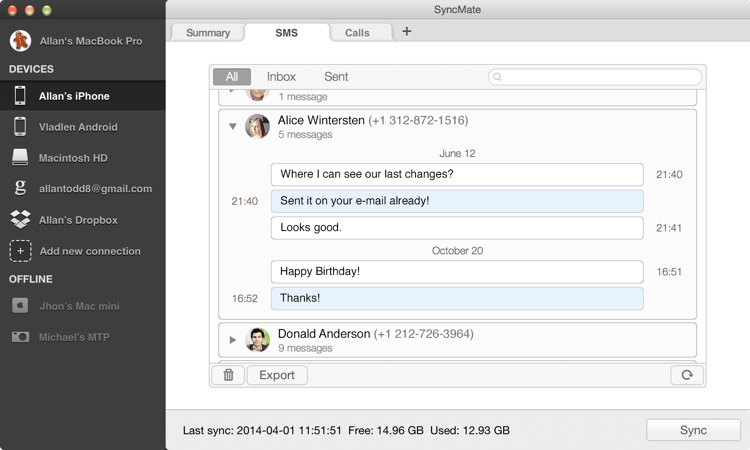 Manage Android texts directly on Mac