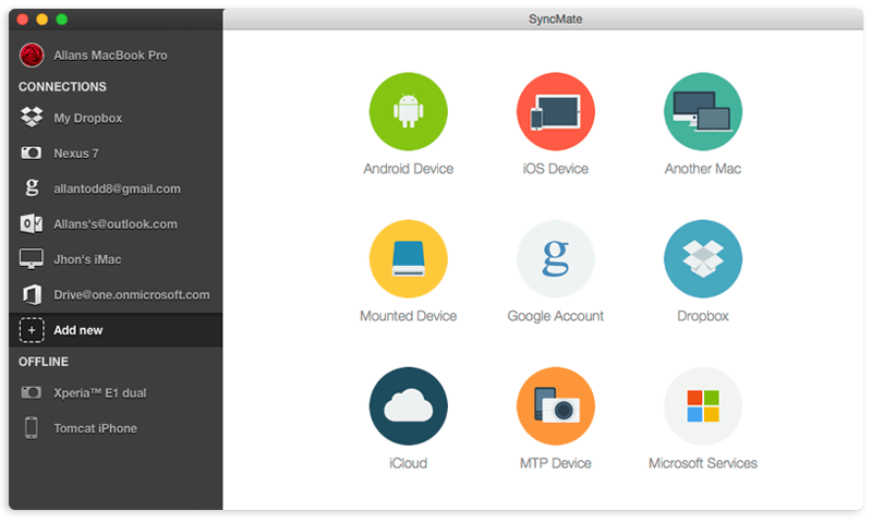 SyncMate supports a wide variety of devices to connect.