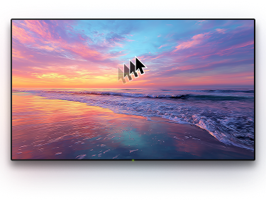 TV with a background image and a cursor on it