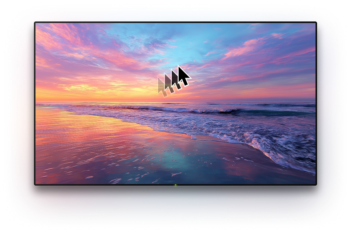 TV with a background image and a cursor on it