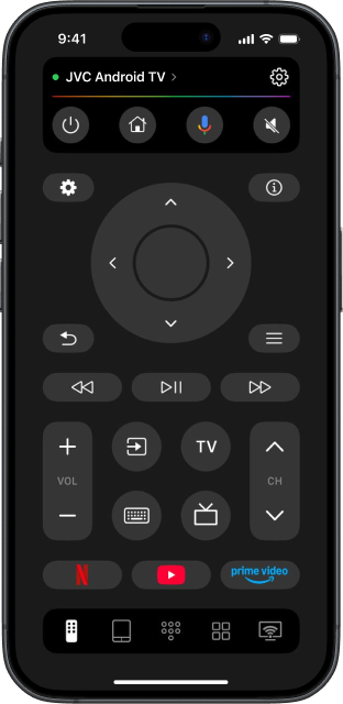 TVRem interface with a connected Android TV