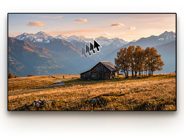 TV with a background image and a cursor on it