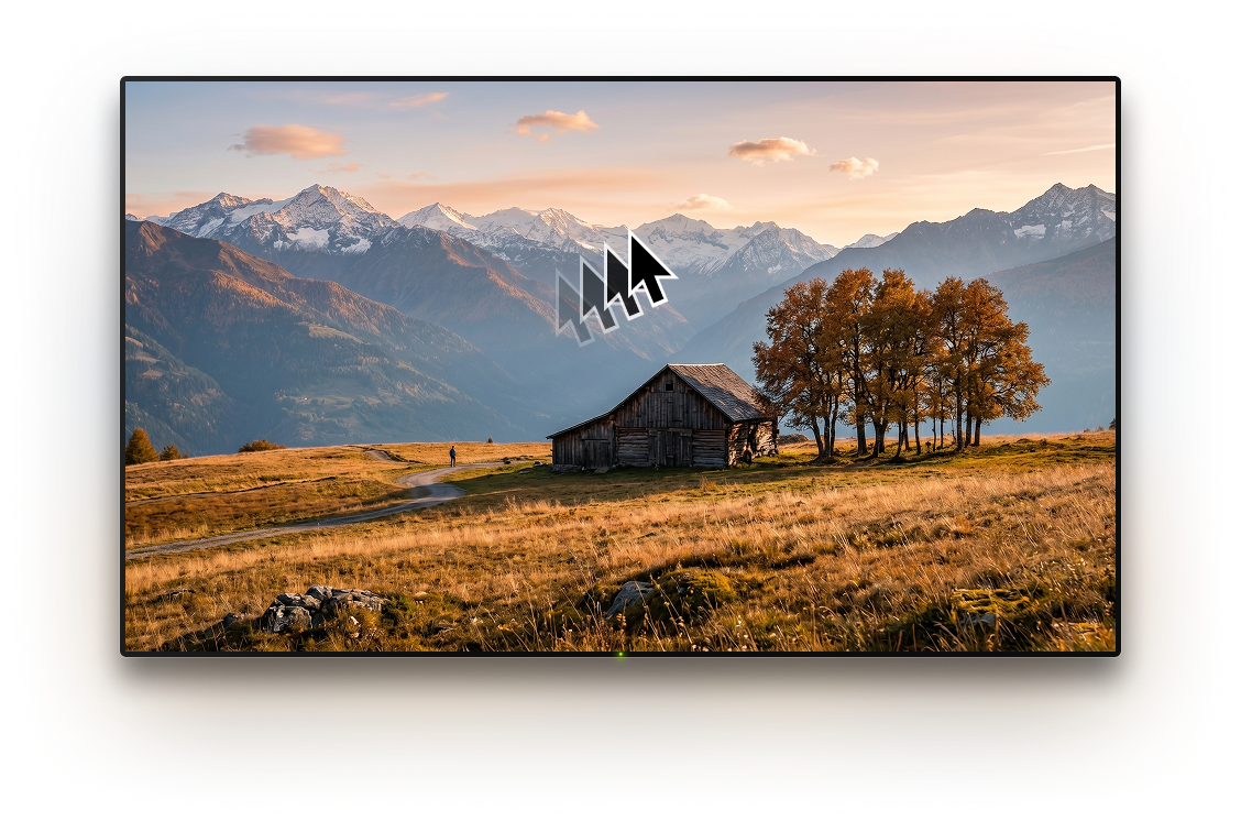 TV with a background image and a cursor on it