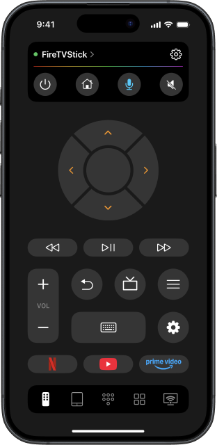 TVRem interface with a connected Fire TV