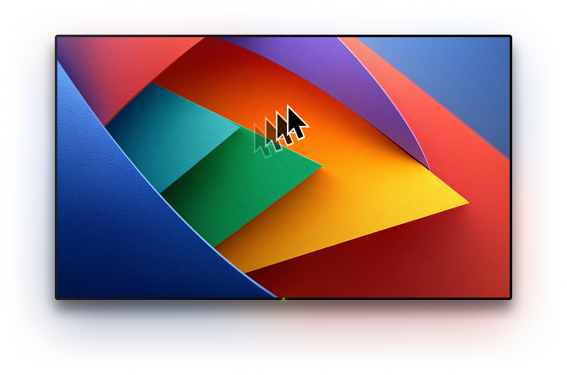 TV with a background image and a cursor on it