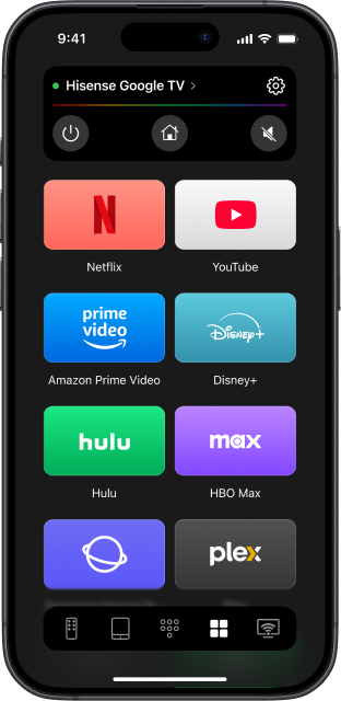 TVRem interface with a connected TV and displayed TV apps