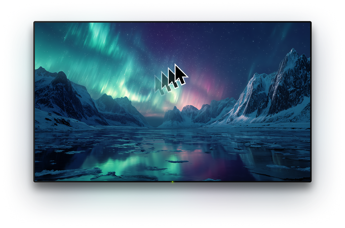 TV with a background image and a cursor on it