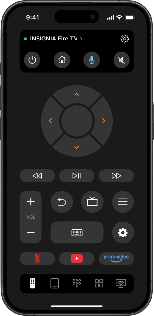 TVRem interface with a connected Insignia TV