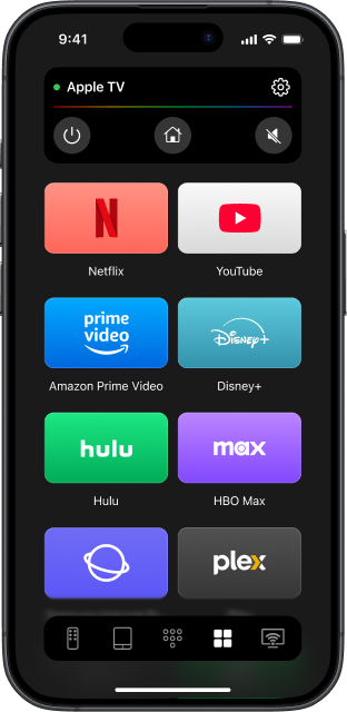 TVRem interface with a connected TV and displayed Apple TV apps