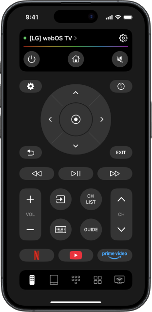 TVRem interface with a connected LG TV