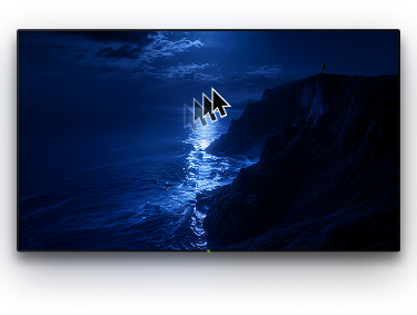 TV with a background image and a cursor on it