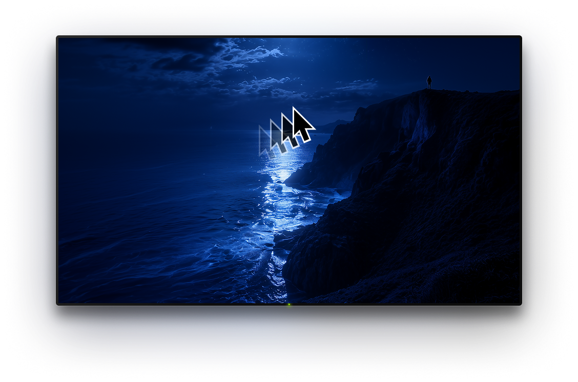 TV with a background image and a cursor on it