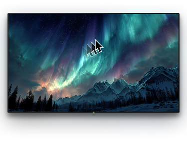 TV with a background image and a cursor on it