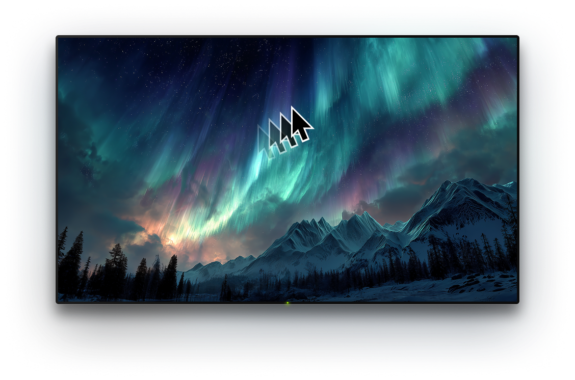 TV with a background image and a cursor on it