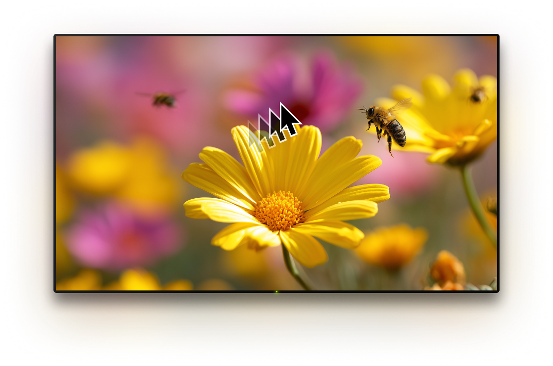 TV with a background image and a cursor on it