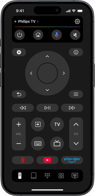 TVRem interface with a connected Philips TV