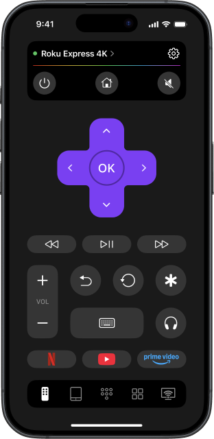 TVRem interface with a connected Roku TV
