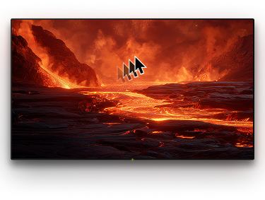 TV with a background image and a cursor on it