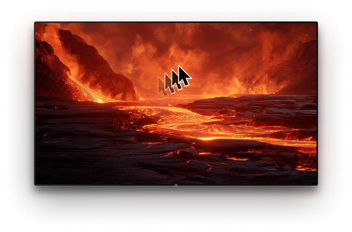 TV with a background image and a cursor on it