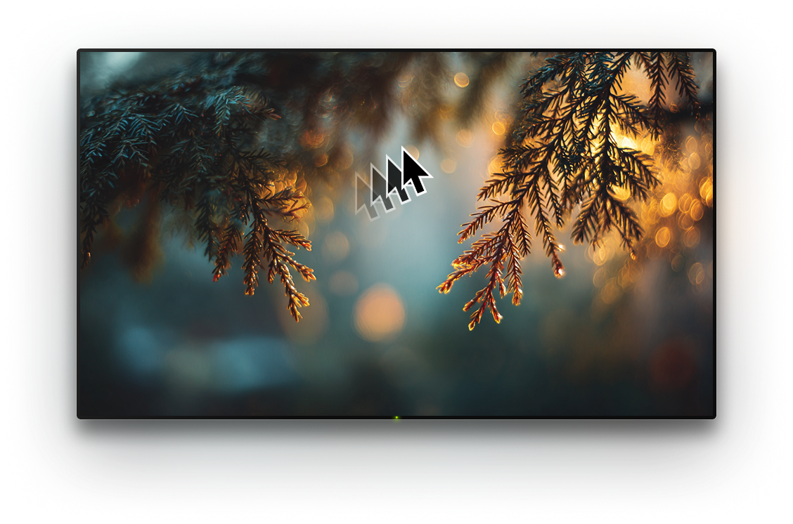 TV with a background image and a cursor on it