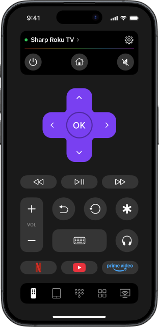 TVRem interface with a connected Sharp TV