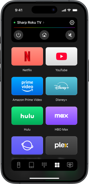 TVRem interface with a connected TV and displayed TV apps