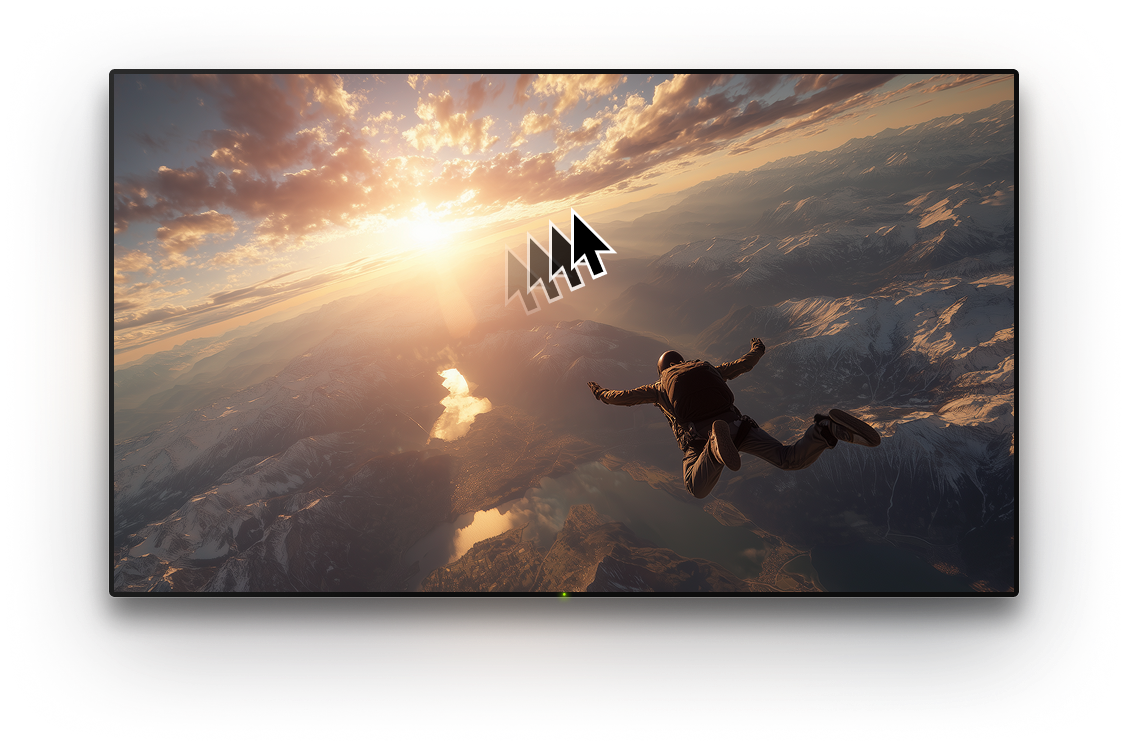 TV with a background image and a cursor on it