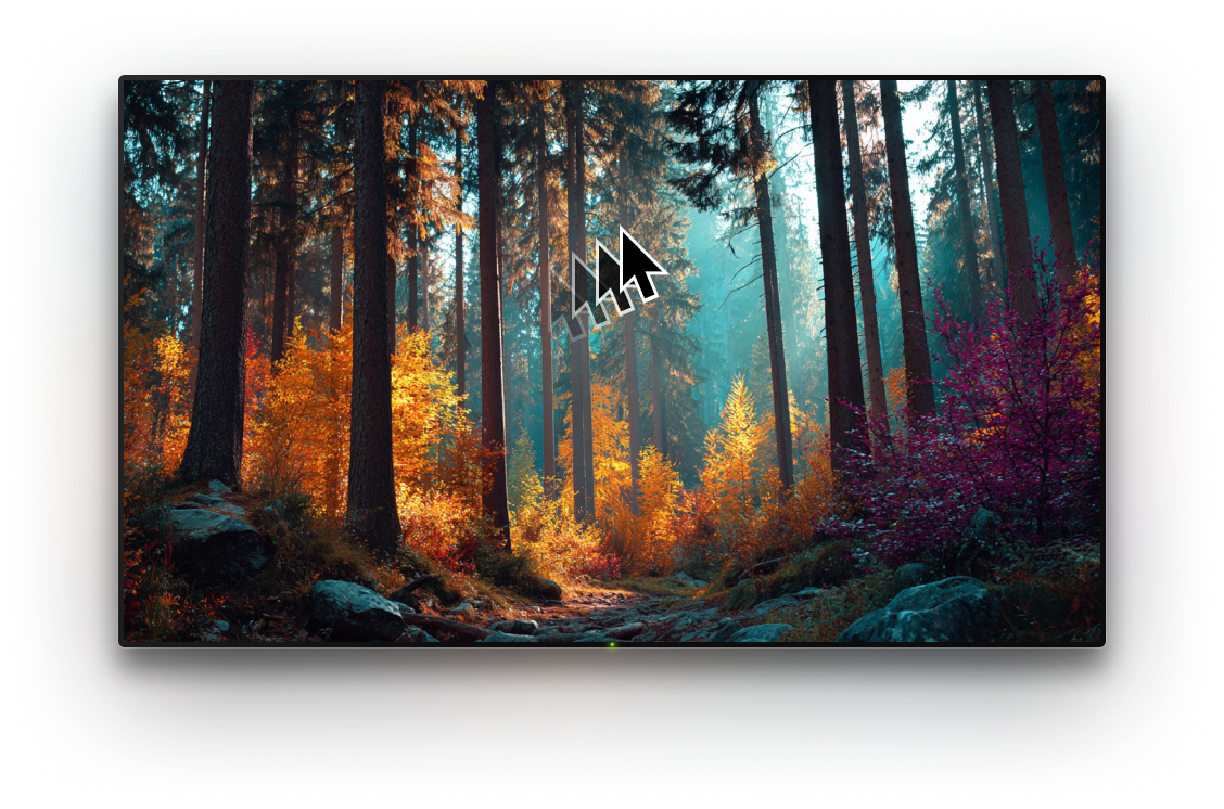 TV with a background image and a cursor on it