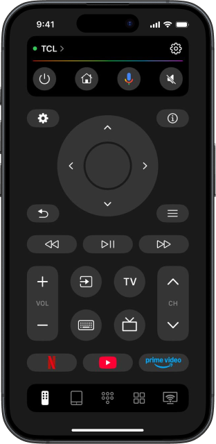 TVRem interface with a connected TCL TV