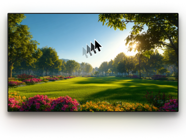 TV with a background image and a cursor on it