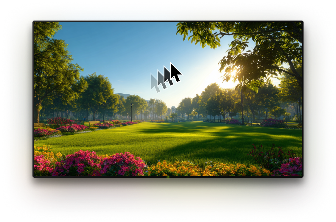 TV with a background image and a cursor on it