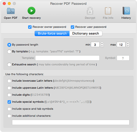 PDF password recovery