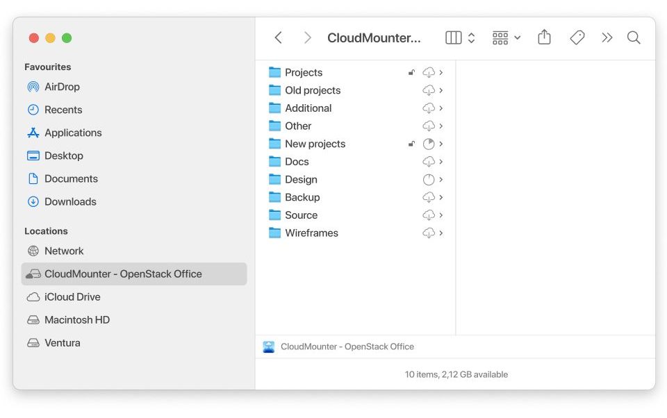 OpenStack Swift im Finder unter macOS eingebunden