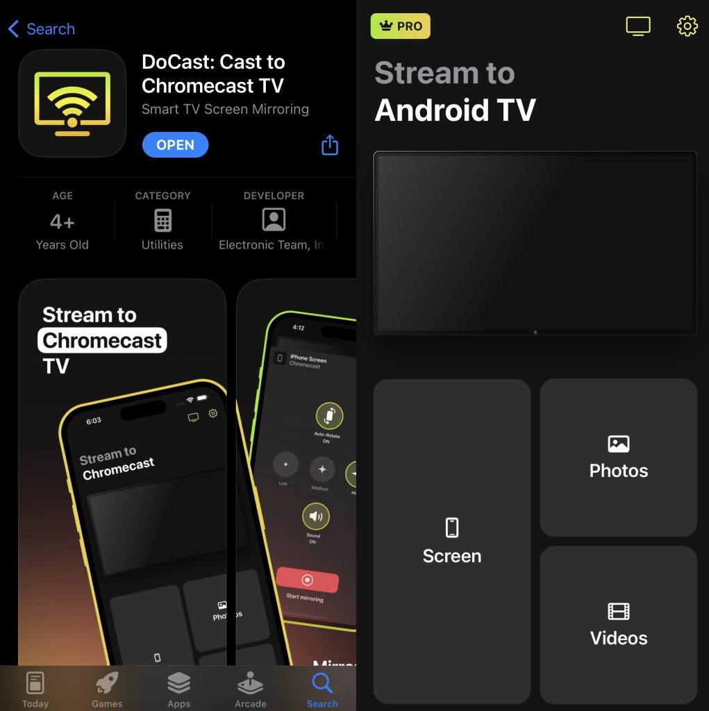 DoCast best chromecast app for the iphone
