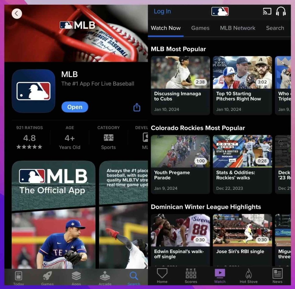 MLB TV app