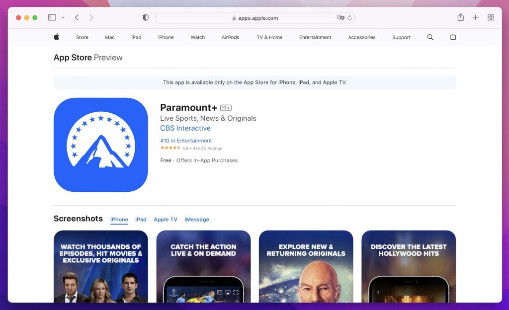 Paramount+ app