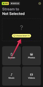 Tap on the Choose Smart TV button in DoCast