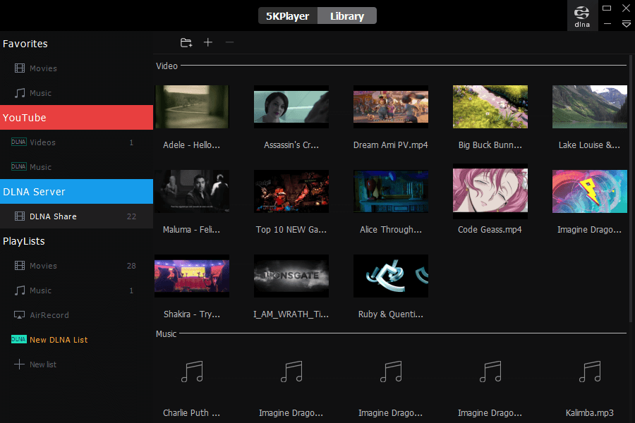 5KPlayer’s Library