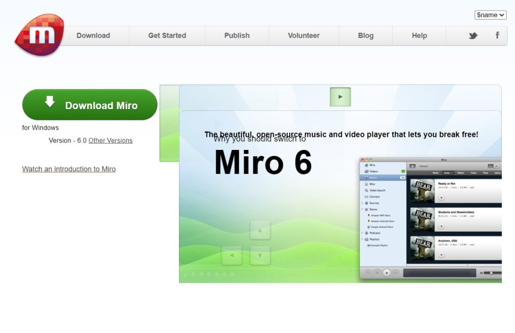 Miro Player’s website