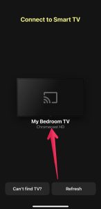 Select your Chromecast device in DoCast