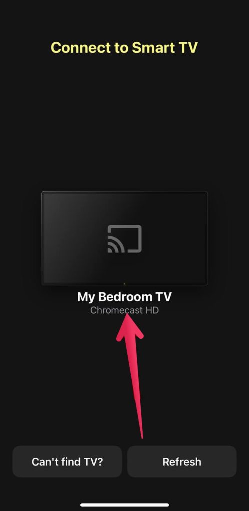 Tap on your Chromecast device in DoCast