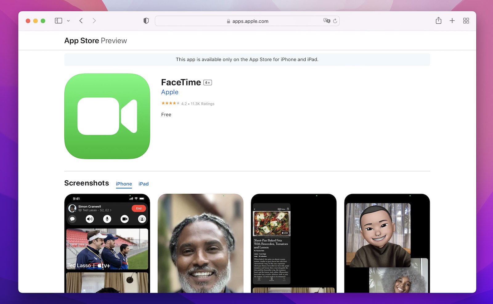 FaceTime app in the App Store