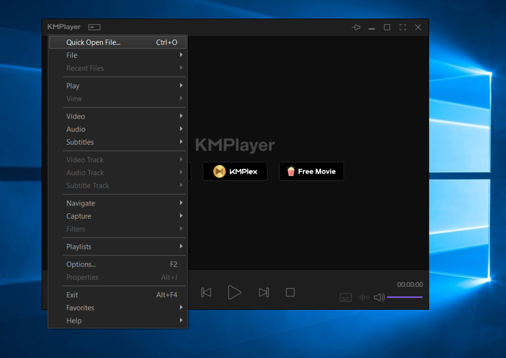 Fenêtre de KMPlayer