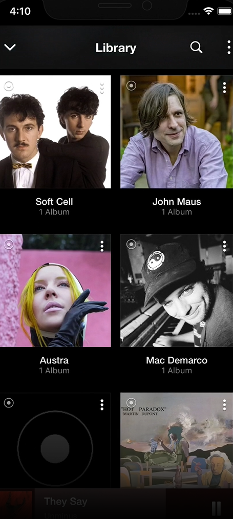 Interfaccia del VOX Player per iPhone