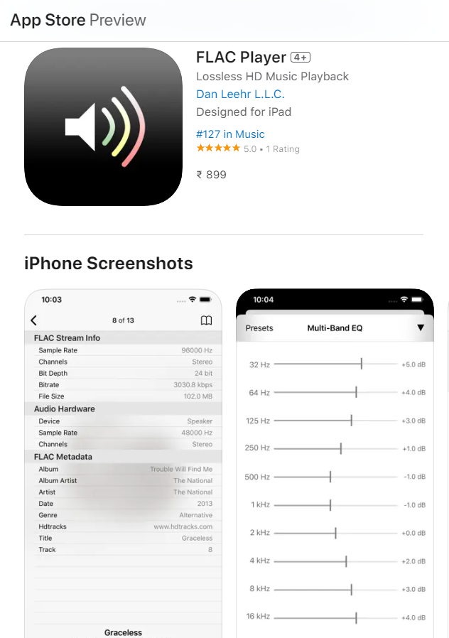 FLAC Player’s App Store preview