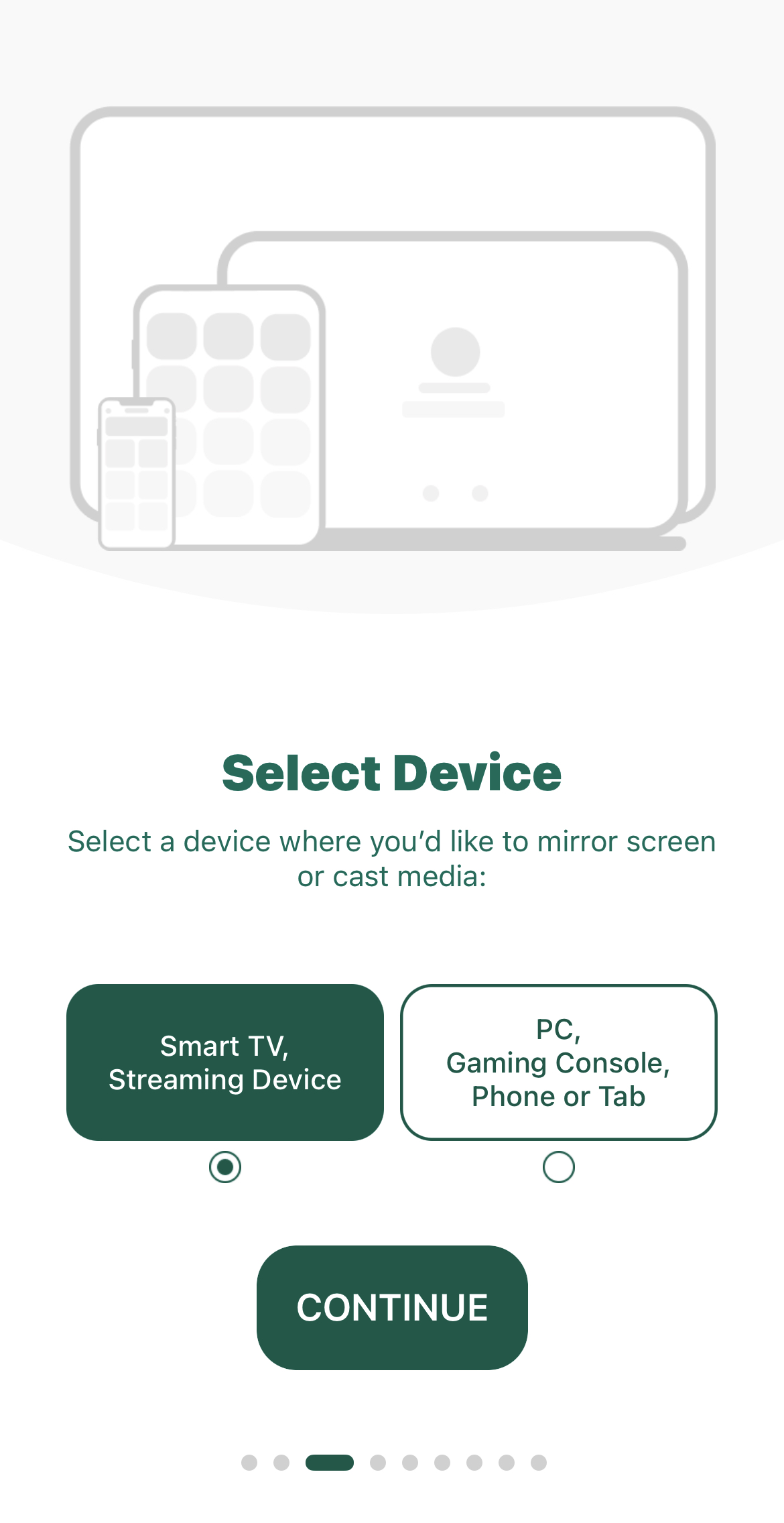 Choosing a streaming device on a third-party app