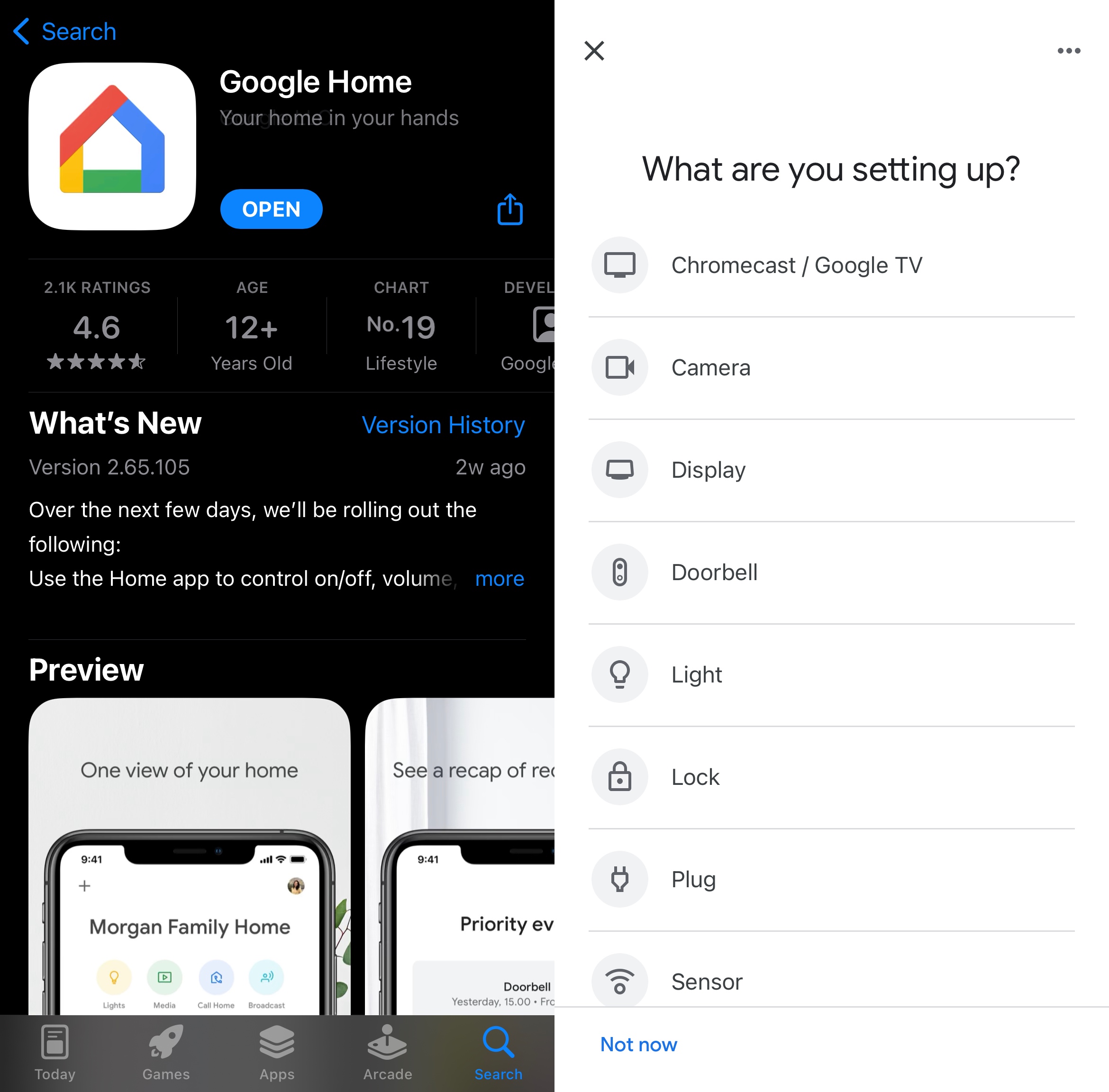 Google Home app on the App Store